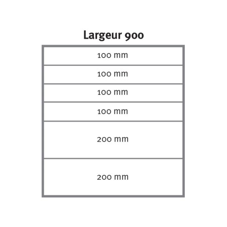 CAISSON 6 TIROIRS + BARRES ANTIBASCULE L.900 X P.450 X H.900 MM